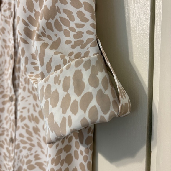 Coolibar Women's UPF 50+ Tab-Sleeve Button-Front Tunic Shirt Top M Khaki Print - Picture 5 of 12